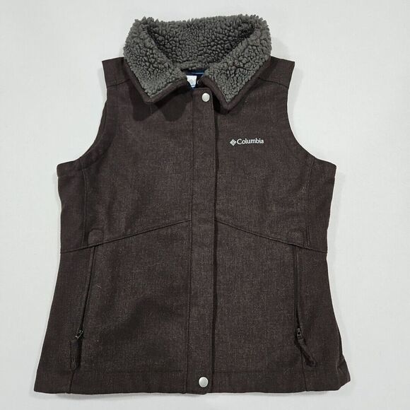 Columbia‎ Interchange Womens Medium Gray Vest Fleece Lined Sherpa Full Zip - Picture 1 of 9